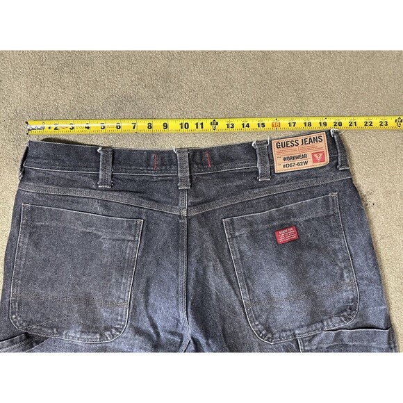 Vintage Guess Jeans Carpenter Shorts Mens 40 Fade Black Utility Grunge Denim Y2K - Picture 6 of 6